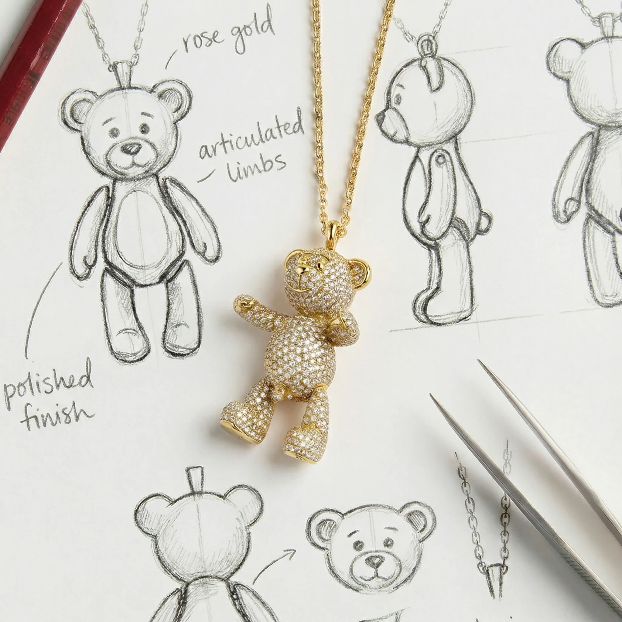 Bare Hug Necklace - White Gold Diamonds, Paved - Image 3