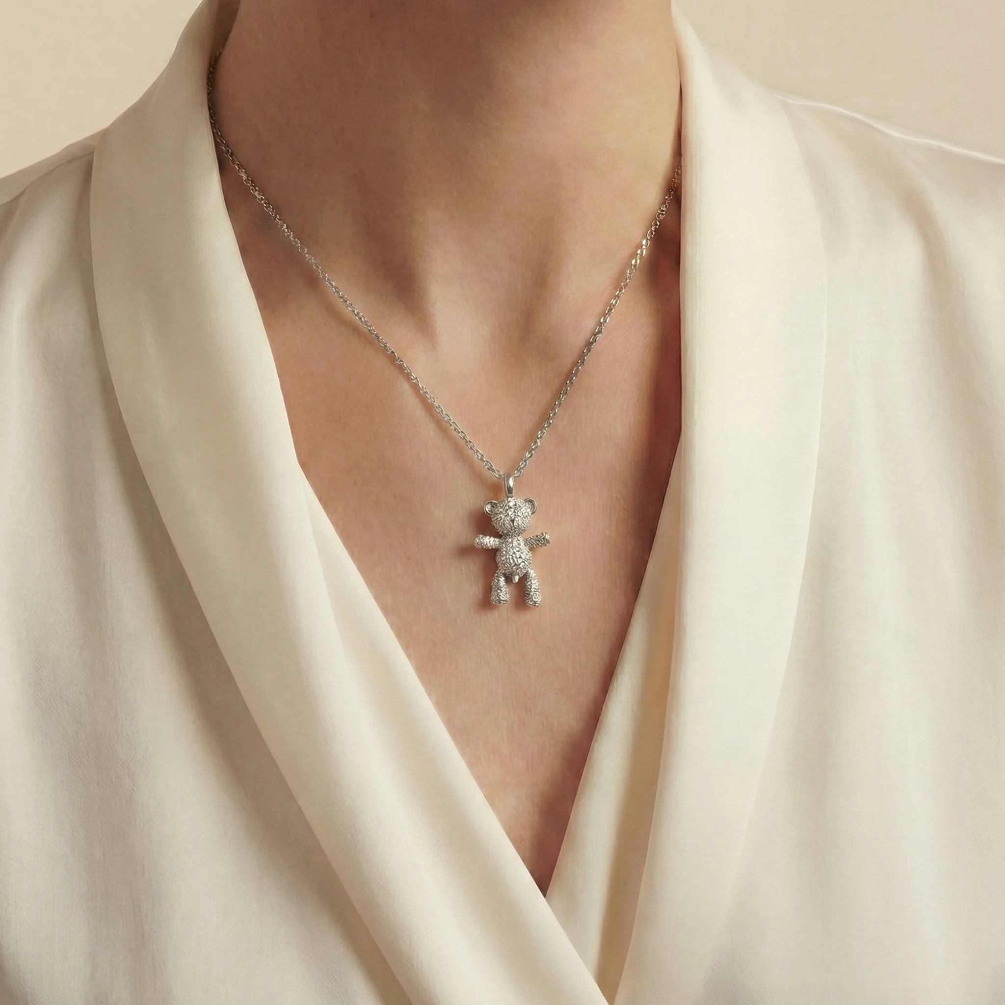 Bare Hug Necklace - White Gold Diamonds, Paved - Image 5