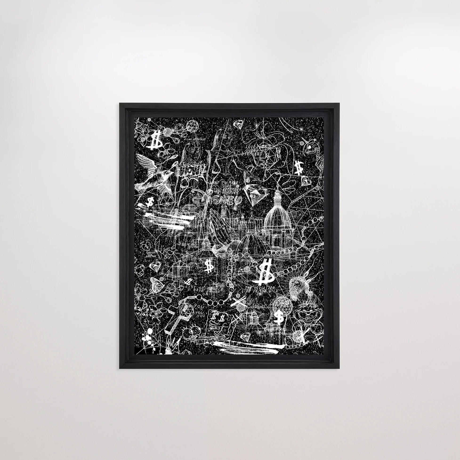 Love Over Diamonds (black/white, diamond dust) - large - Image 3