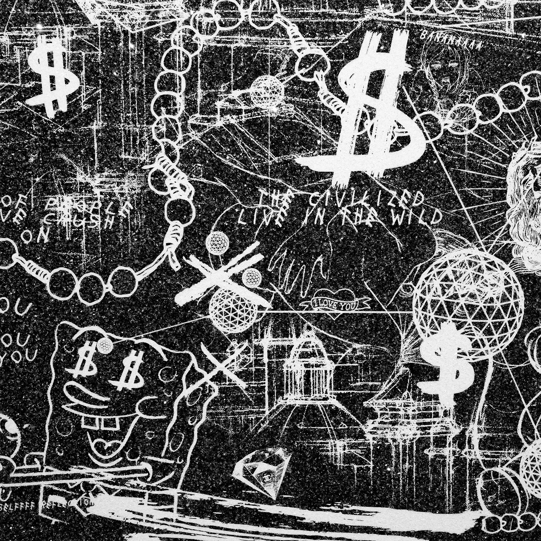 Love Over Diamonds (black/white, diamond dust) - large - Image 7