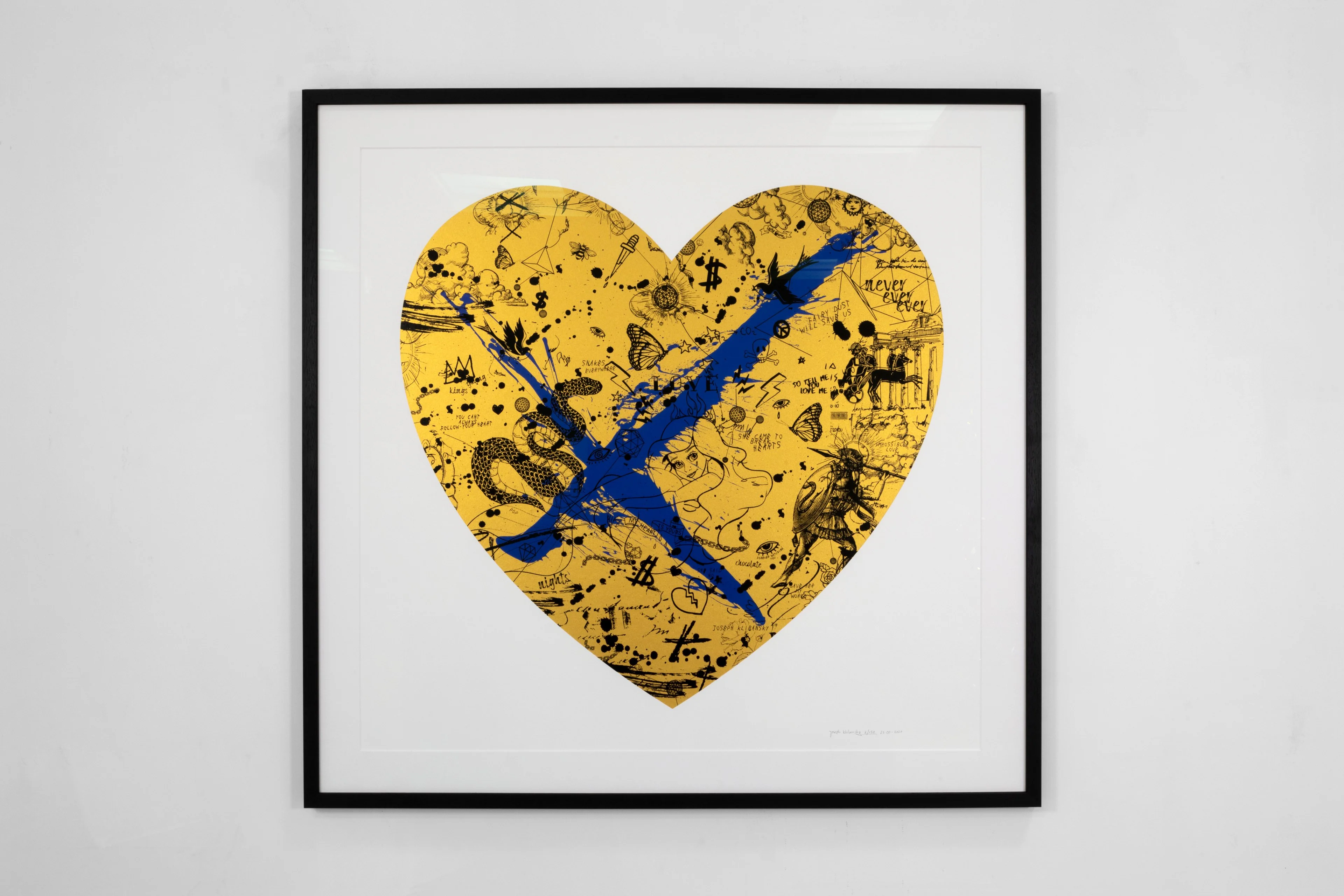 She Came To Break Hearts (edition, gold/black, ultramarine blue splash), 2020