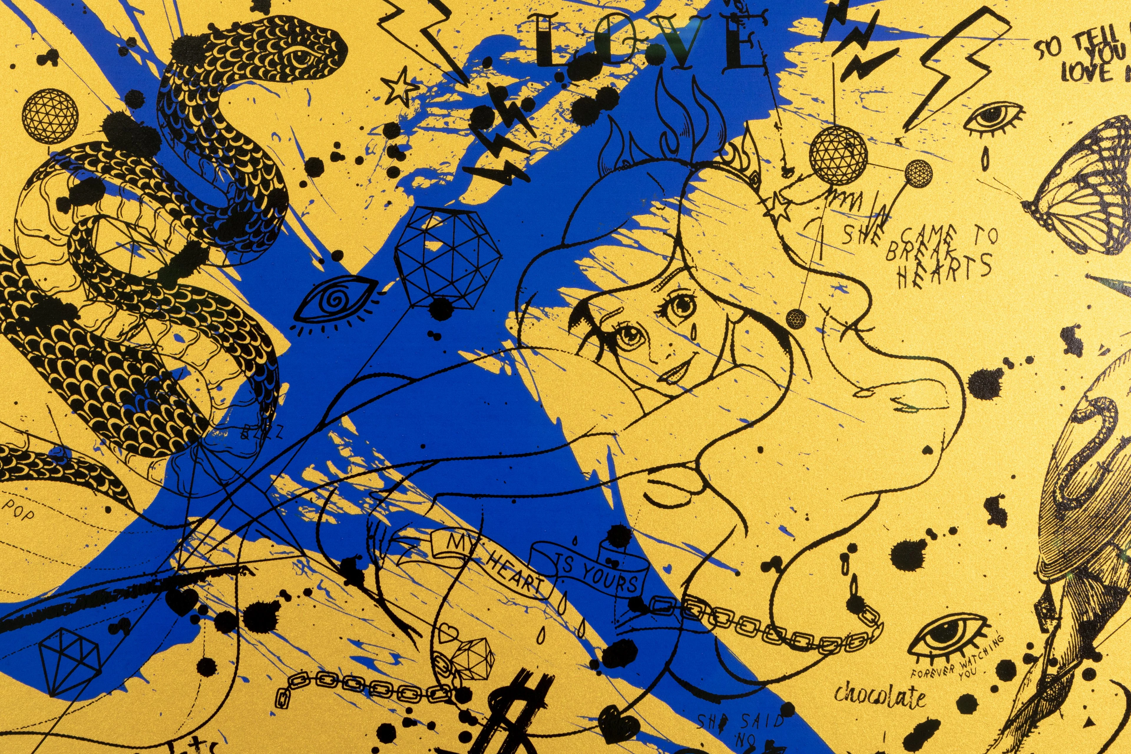 She Came To Break Hearts (edition, gold/black, ultramarine blue splash), 2020 - Image 4