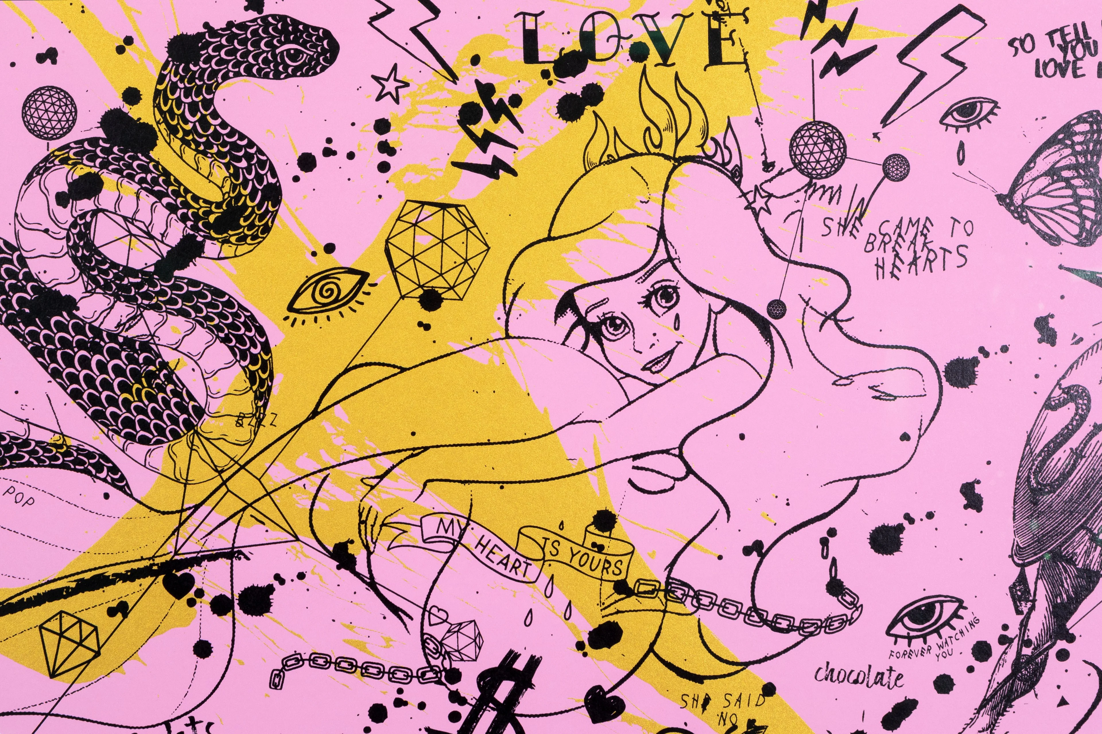 She Came To Break Hearts (edition, pink/black, gold splash), 2020 - Image 3